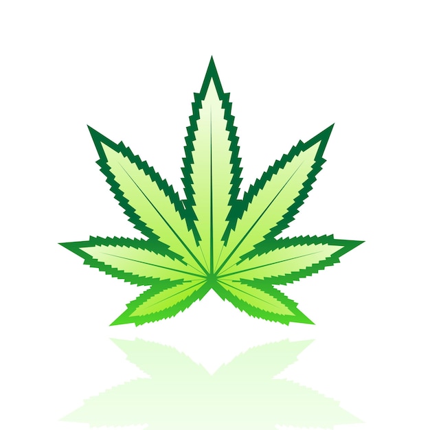 Green Cannabis Leaf with Outlines