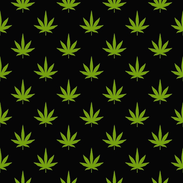 Green Cannabis leaves on dark background vector illustration