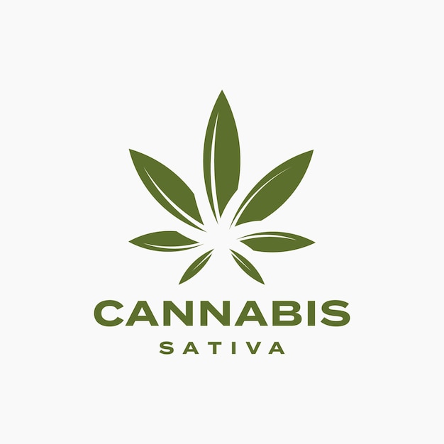 Green Cannabis Sativa Medical Oil Icon Logo Design