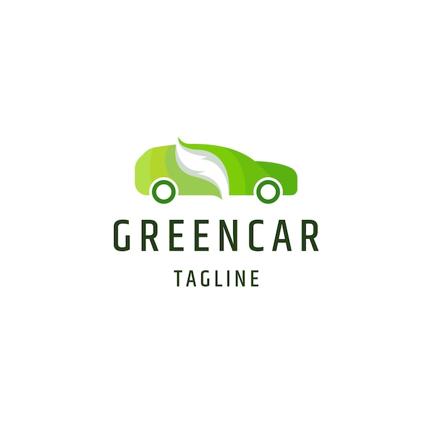 green car eco nature logo icon design template flat vector