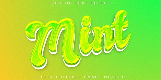 Vector green cartoon mint vector fully editable smart object text effect