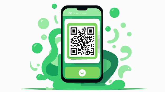 a green cell phone with a black and white bar code