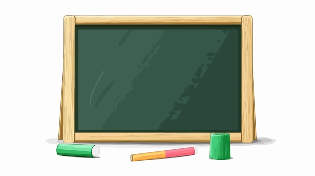 Vector green chalkboard with chalk and eraser isolated