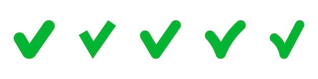 Vector green check mark and red cross icon set circle and square tick symbol in green color vector