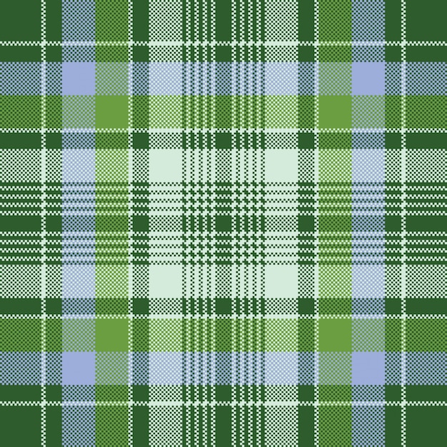 Green check plaid fabric texture pixel seamless pattern