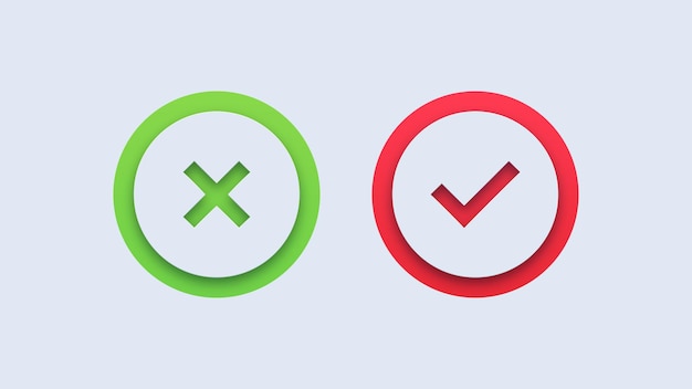 Green check and red cross mark icons