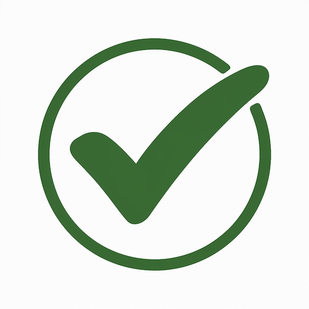 A green checkmark inside a circular boundary