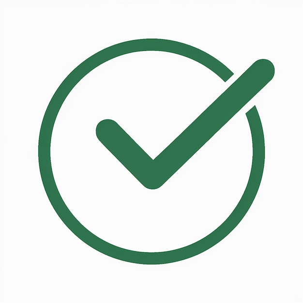 A green checkmark inside a circular boundary