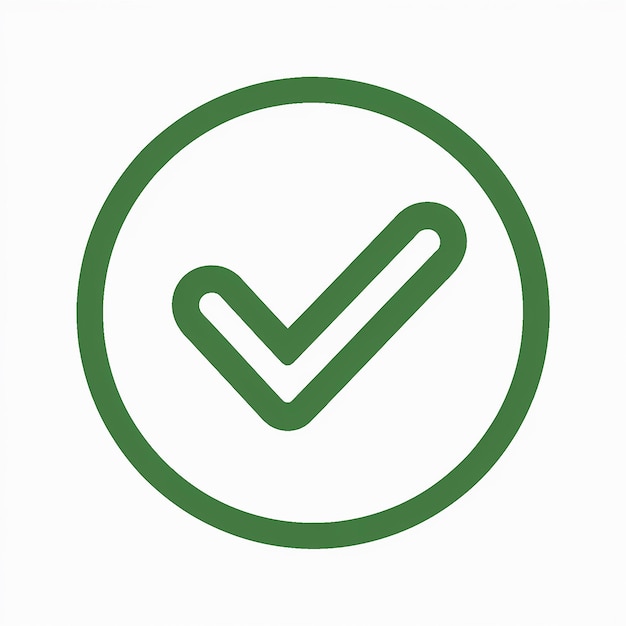 A green checkmark inside a circular boundary