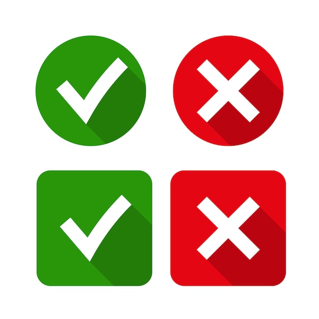 Green checkmark OK and red X icons,