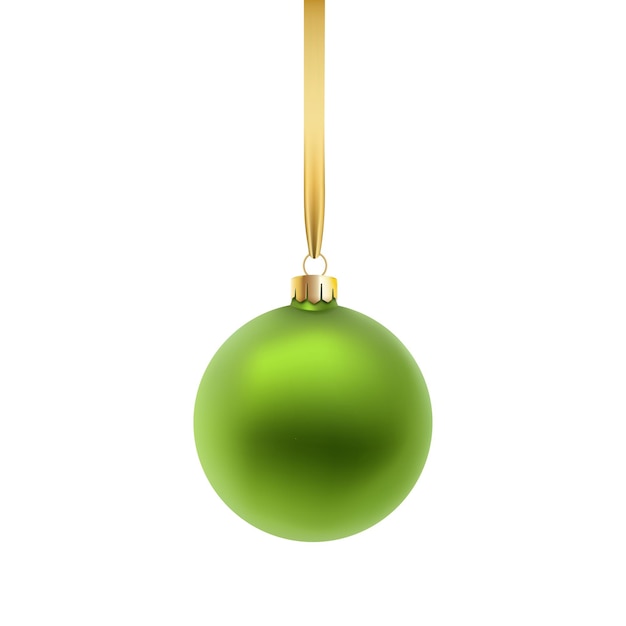 Green Christmas ball, isolated on white background.