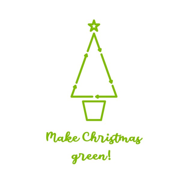 Green Christmas tree icon EcoFriendly Christmas card celebration