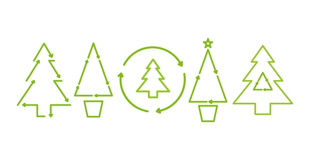 Green Christmas tree icon EcoFriendly Christmas card celebration