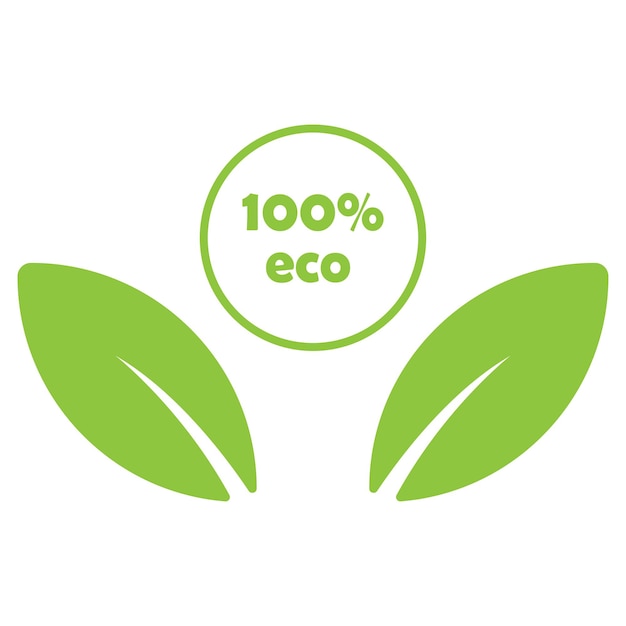 Green circle with the inscription organic and green leaves Eco packaging sticker healthy food