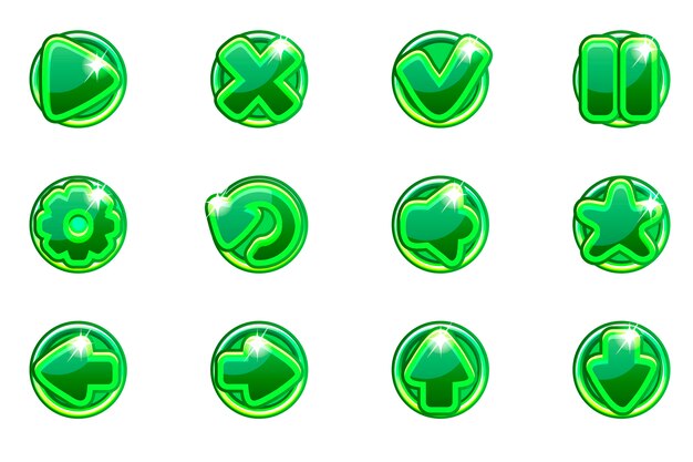 green circles collection set glass buttons for Ui