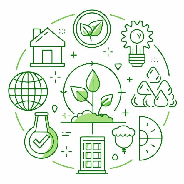 Vector green circular concept with icons of eco friendly concept