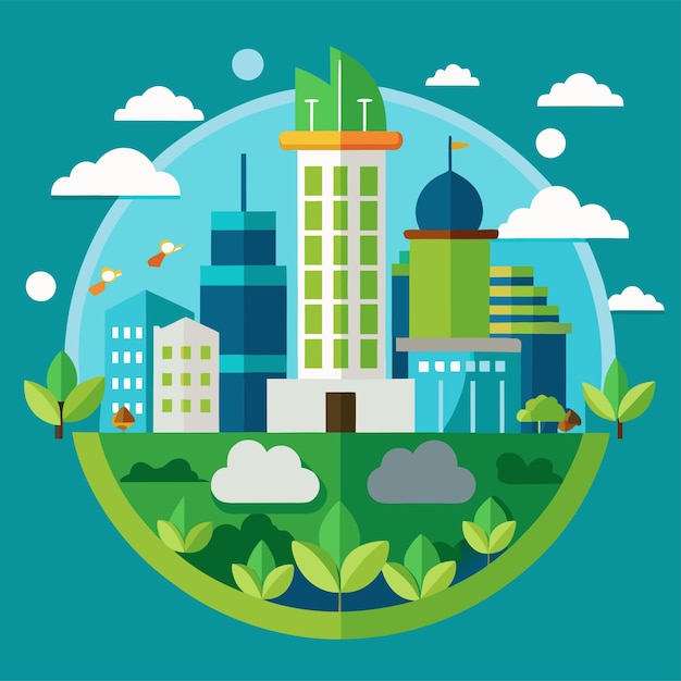 green city clipart vector art and illustration