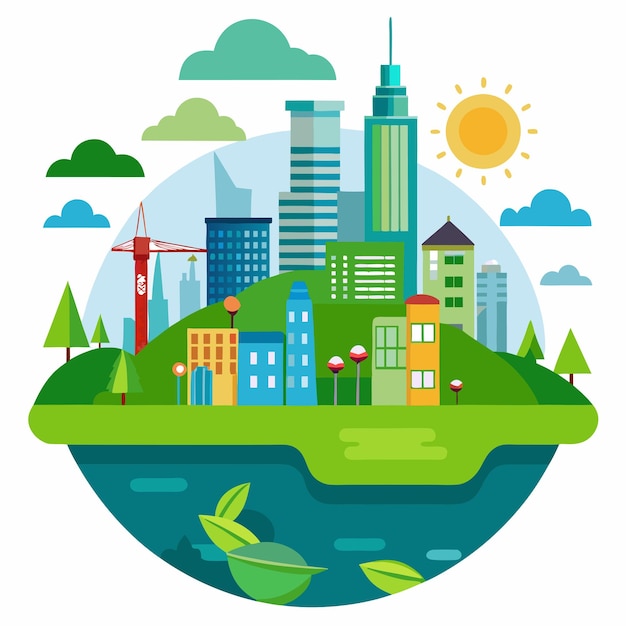 green city clipart vector art and illustration