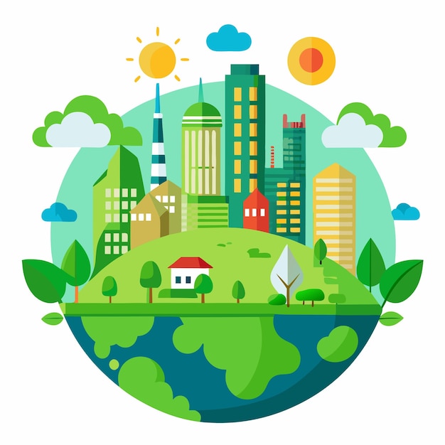 green city clipart vector art and illustration