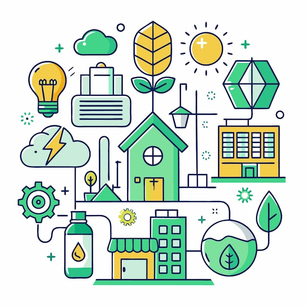 Vector green city concept illustration