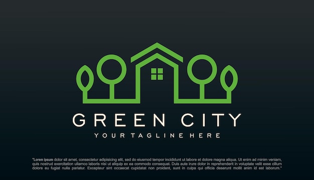 Green city Real Estate logo design vector template building