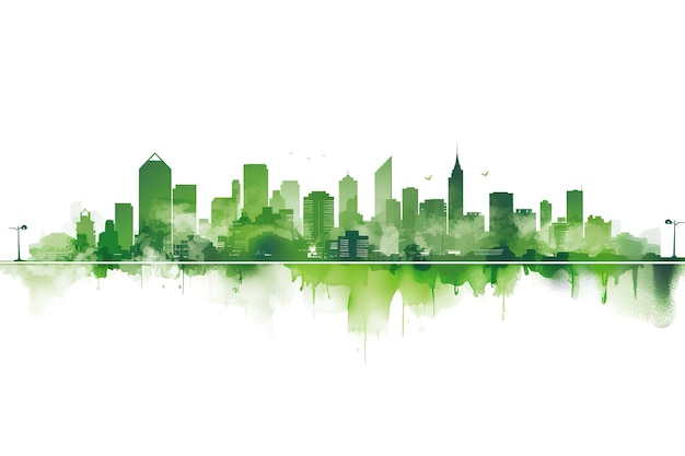 Green city silhouette cityscapes vector