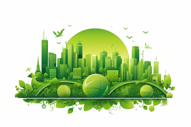 Vector green cityscape free svg vector image