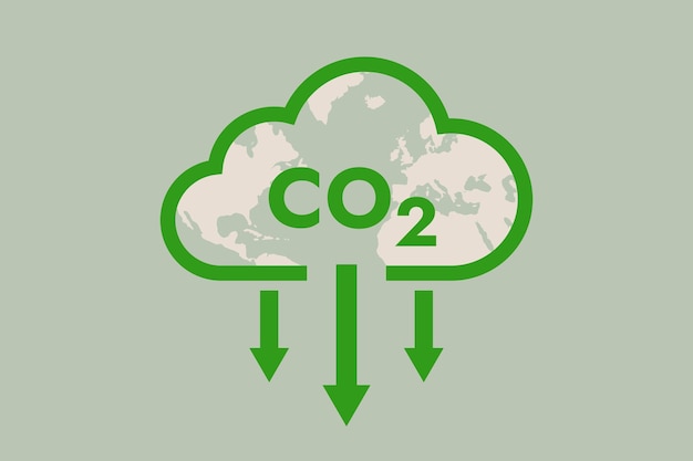 Vector green cloud co2 reduction carbon dioxide emissions symbol icon vector illustration