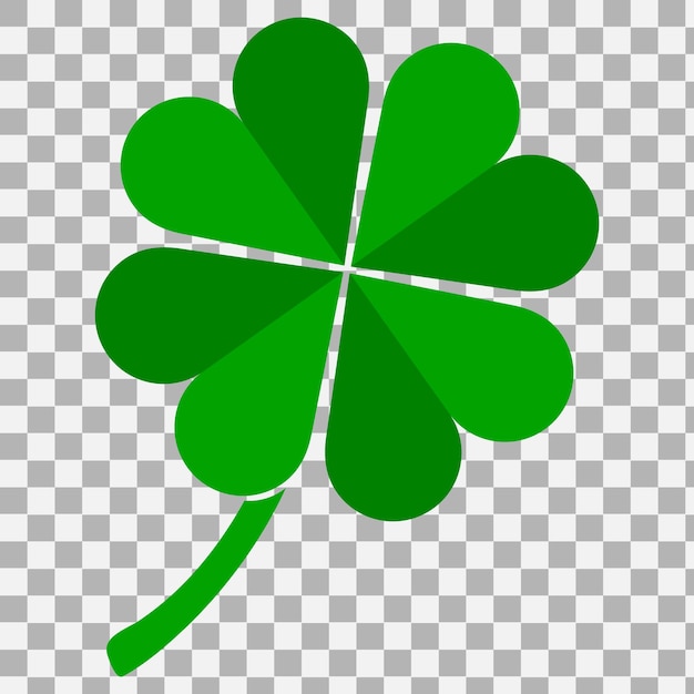 Green clover leaf on transparent background. Lucky clover leaf vector illustration