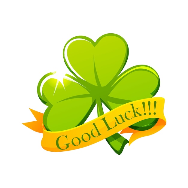 Green clover and ribbon Good luck symbol