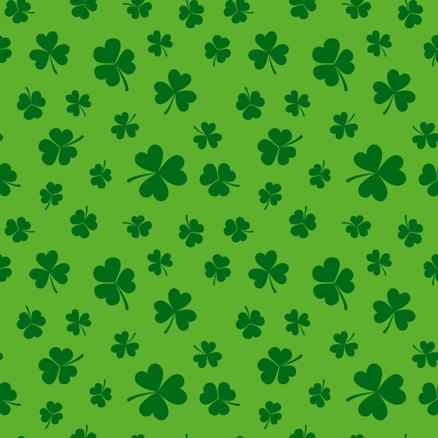 Green clover seamless pattern Vector shamrock background