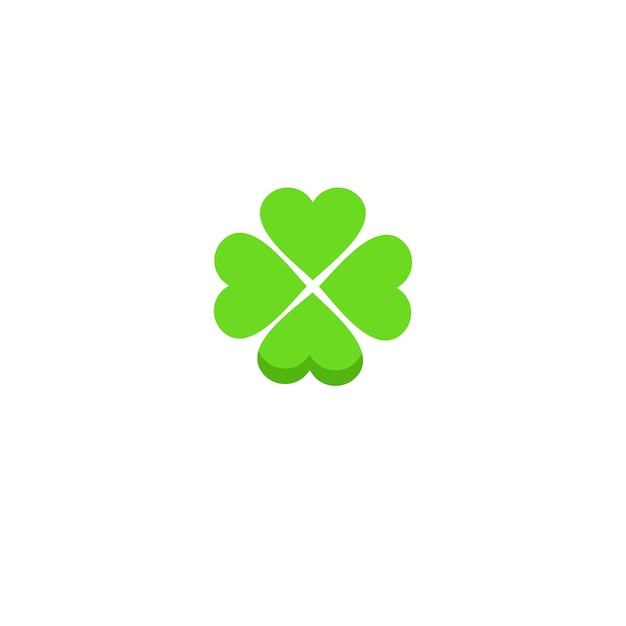 Green clovers with a heart symbol on the top