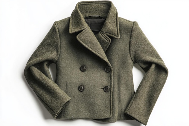 a green coat with a collar that has a collar on it