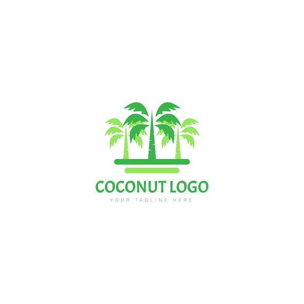 Green coconut trees logo design icon illustration