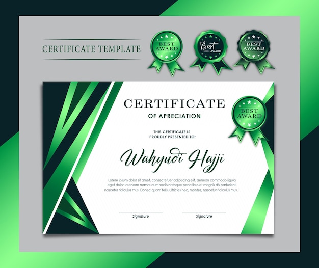 Green color certificate template