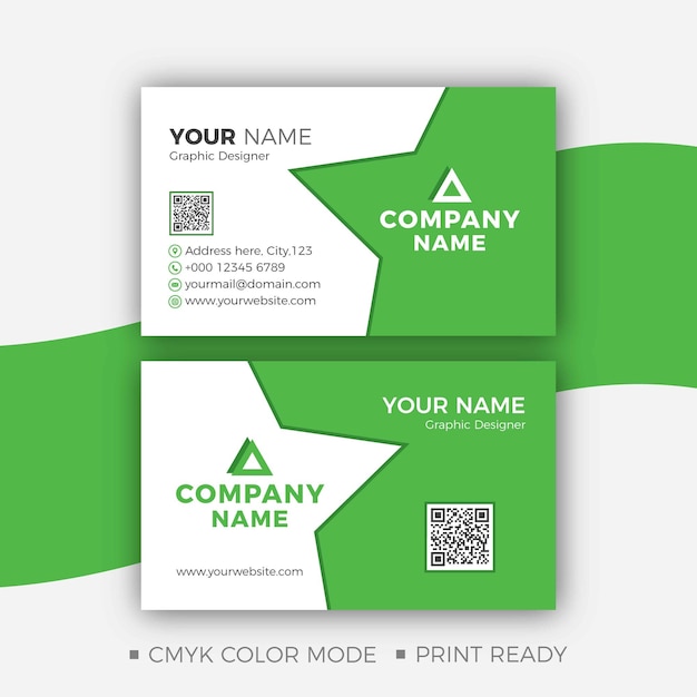 Green Color Creative Business Card Design, Vector, Template