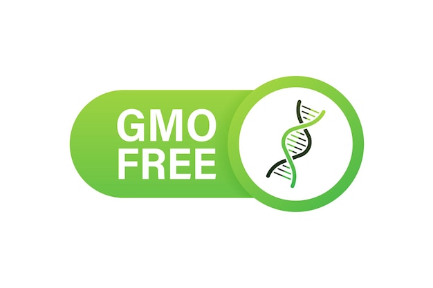 Green colored GMO free emblems, badge, logo, icon. Vector stock illustration.