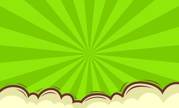 Green comic pop art background with cloud