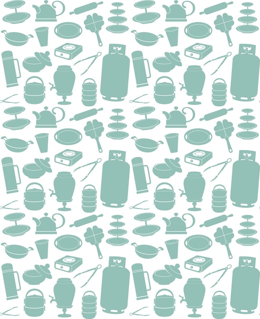 Green Complete Cooking Tools Pattern