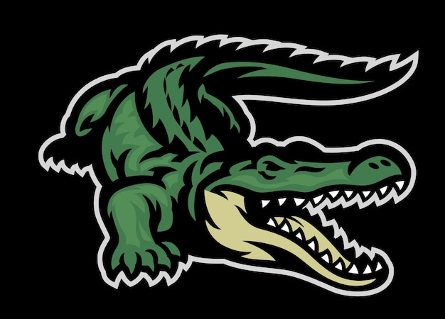 green crocodile roaring mascot