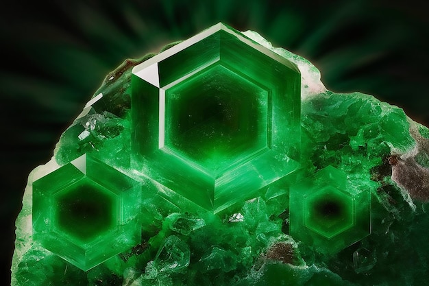 Vector green crystal mineral stone green gemstones