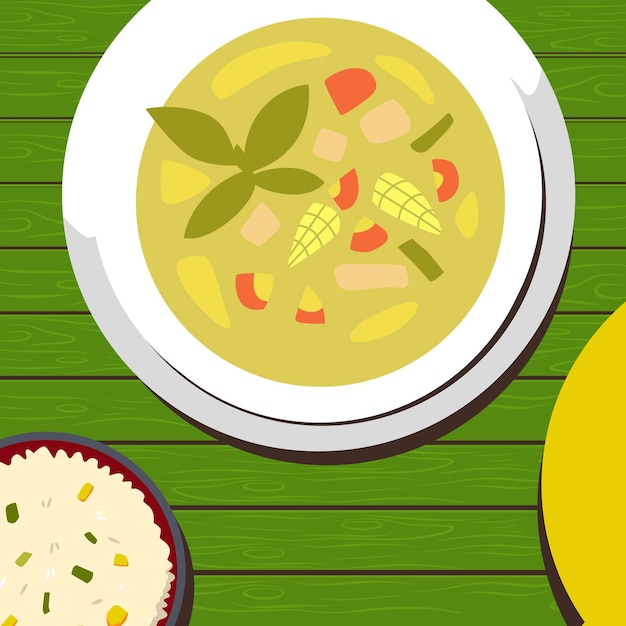 Green curry flat style illustration vector design