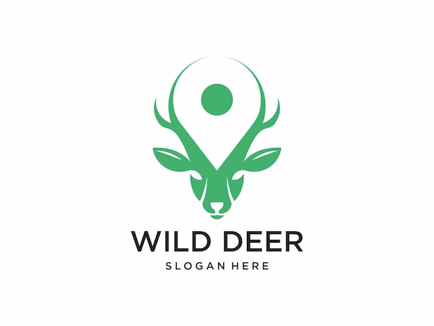 Green deer logo design good use for hunter symbol