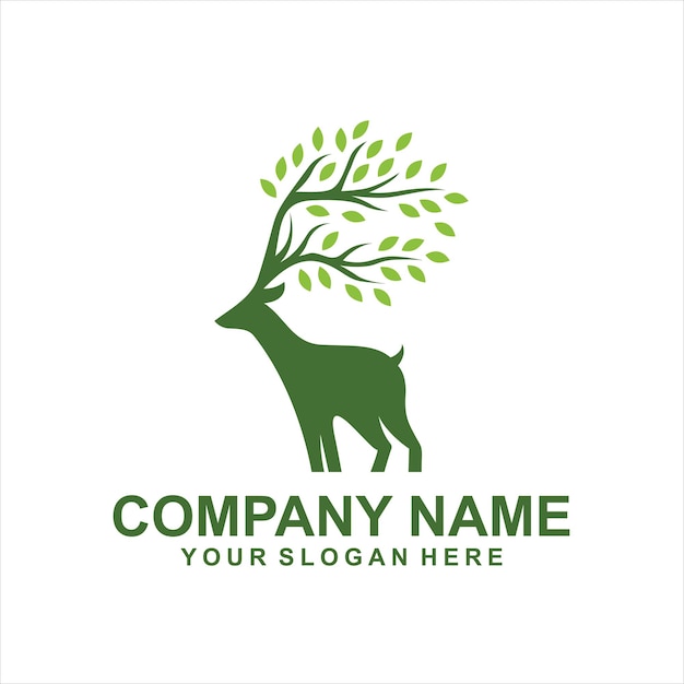 green deer tree logo vector