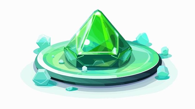 Vector a green diamond is surrounded by blue gems