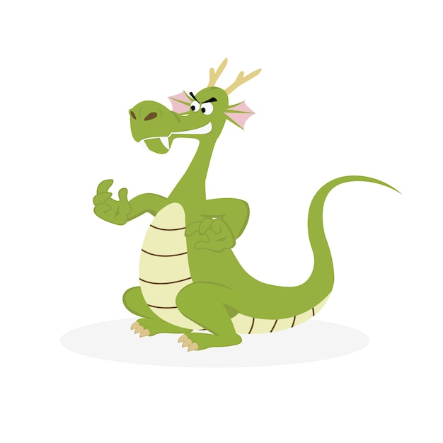 Green dragon cartoon vector isolated on white background.