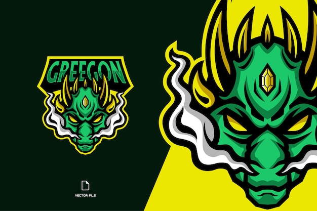 green dragon mascot logo design character template