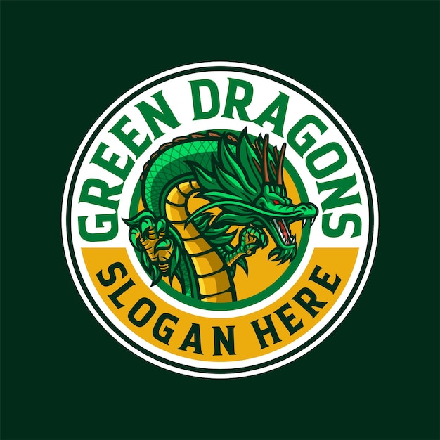 Green dragon mascot logo illustration