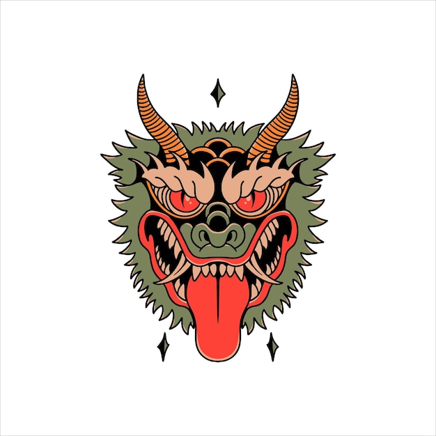 green dragon tattoo vector design