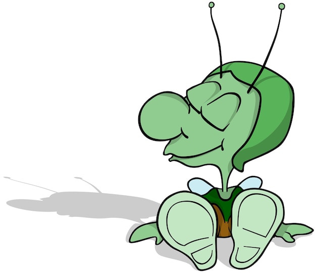 Green Dreaming Beetle with Closed Eyes